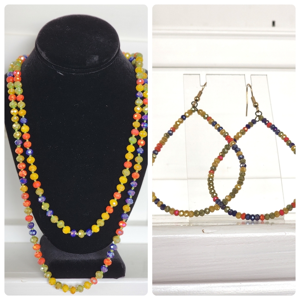 Beaded Necklace with Earrings